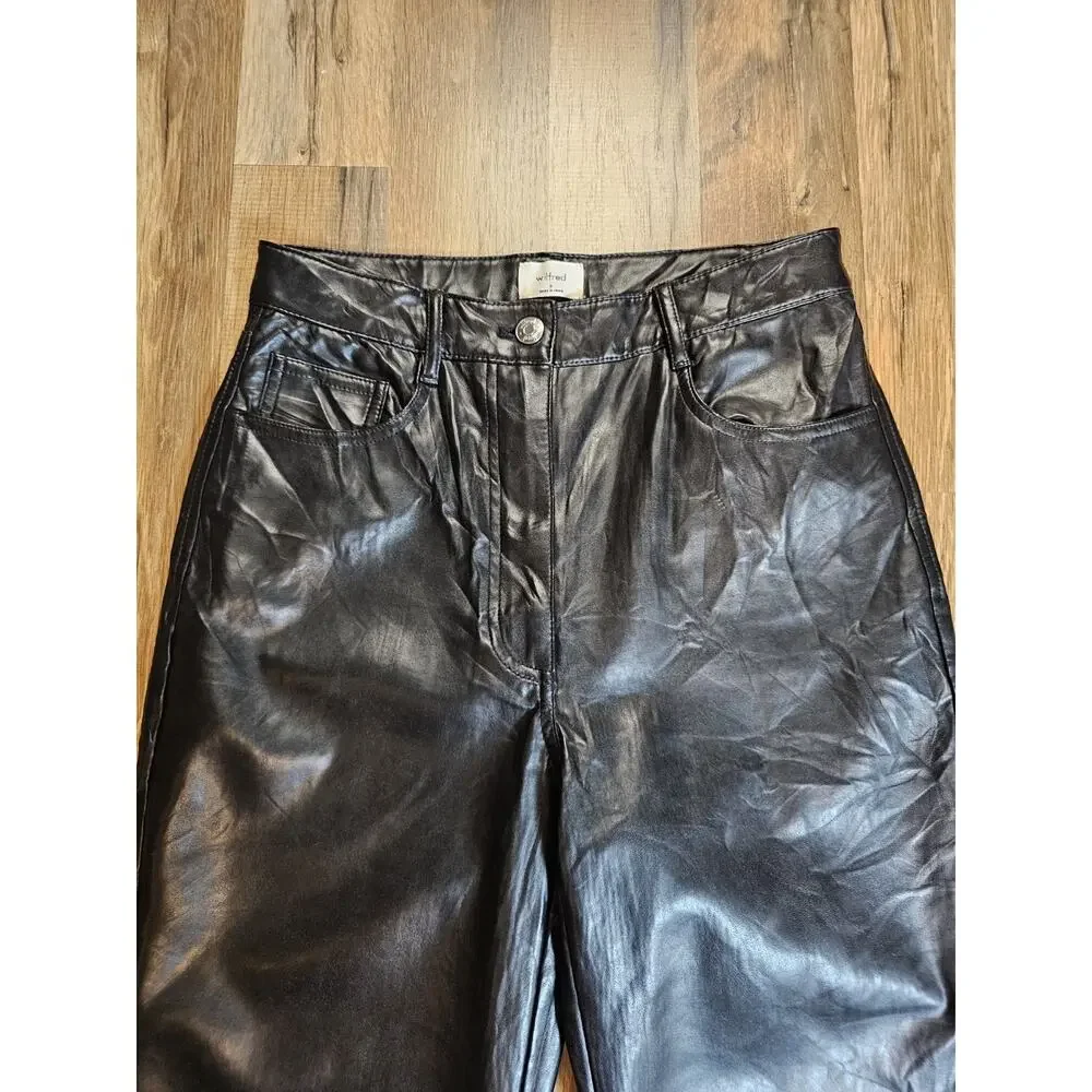 Aritzia Wilfred High-waisted Vegan Leather Pants Size 8 Cropped - Picture 3 of 9